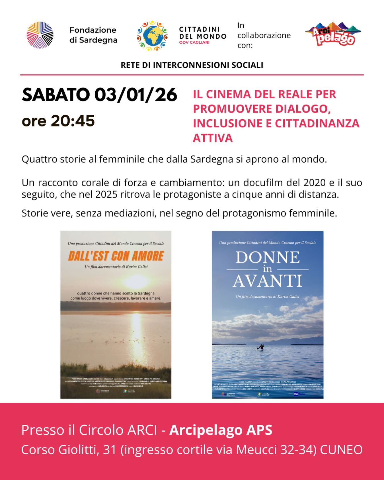 Serata Docufilm: "Dall'est con amore" - "Donne in avanti"