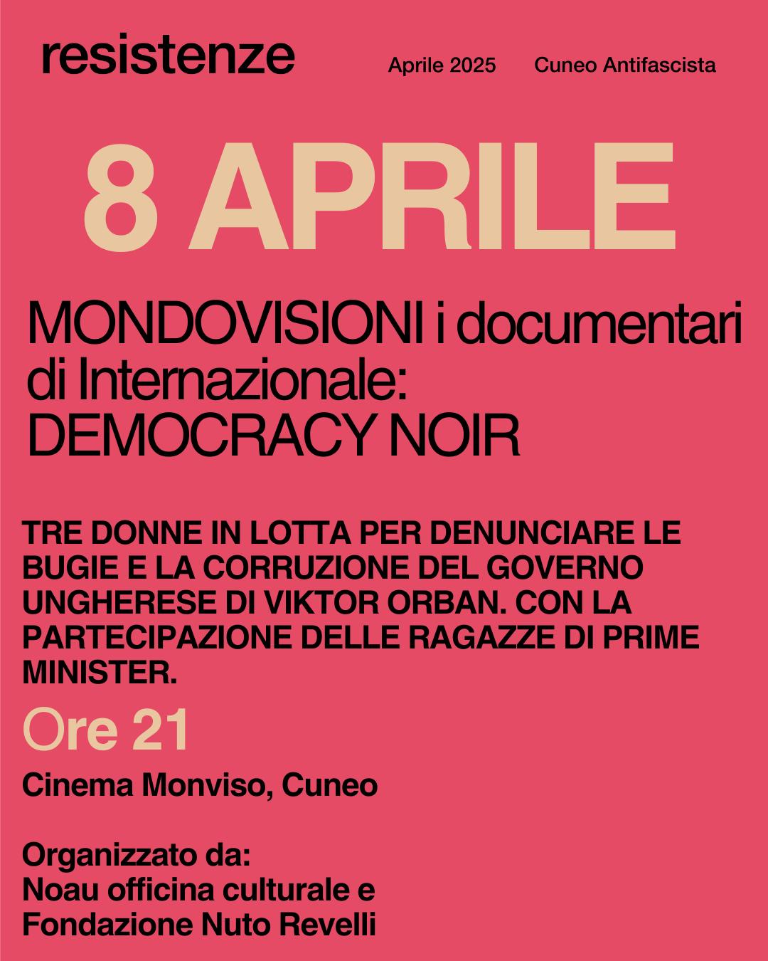 DEMOCRACY NOIR | Resistenze Cuneo Antifascista Aprile 2025