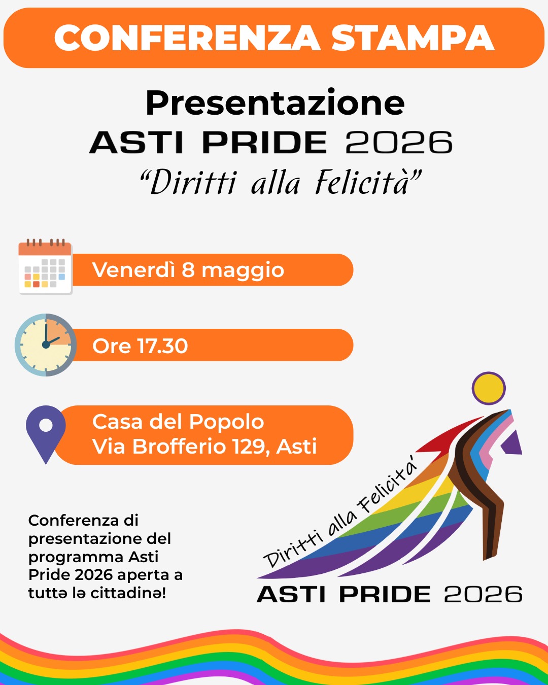 Conferenza stampa ASTI PRIDE 2026 - "Diritti alla Felicità"