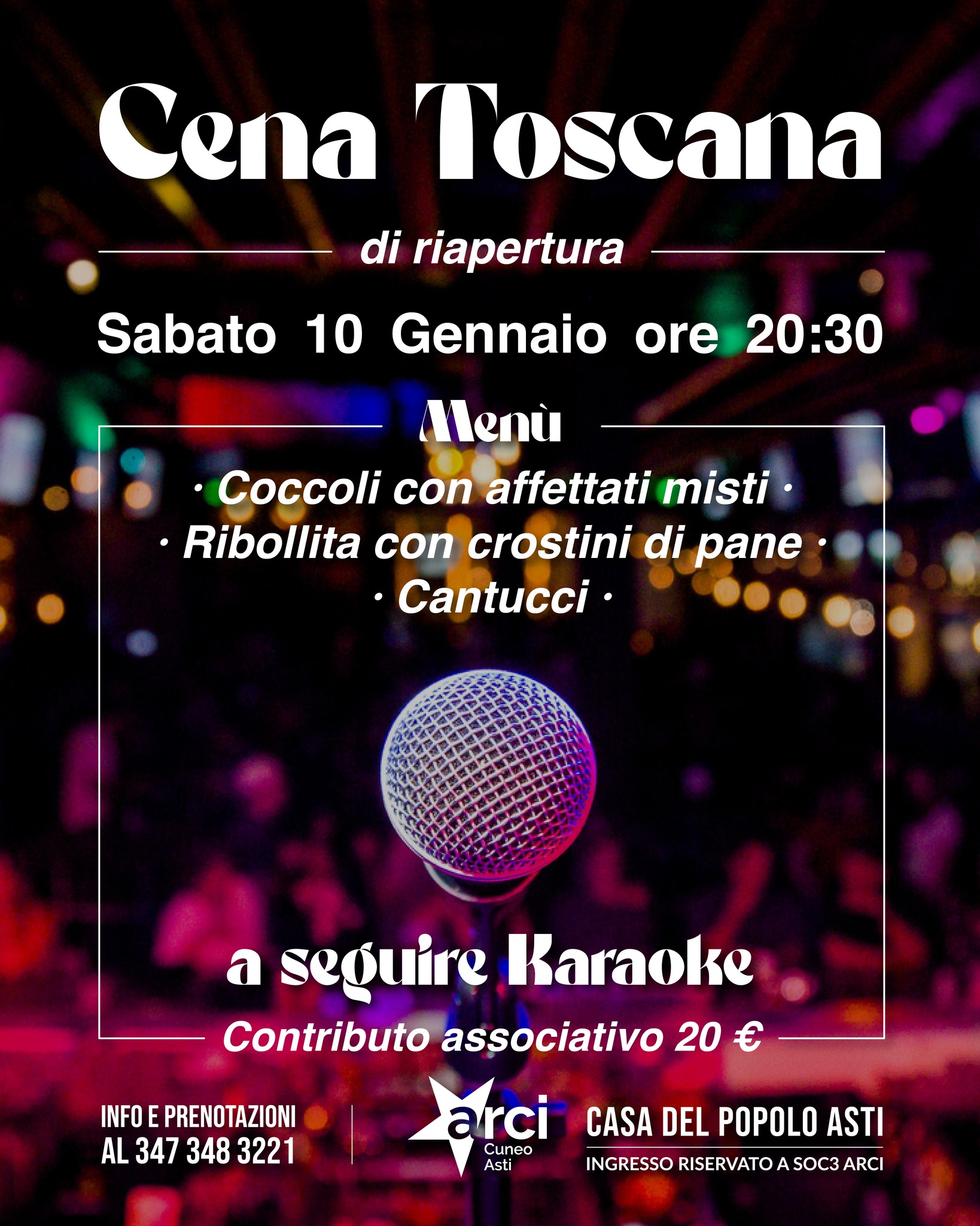 Cena Toscana e Karaoke alla Casa del Popolo