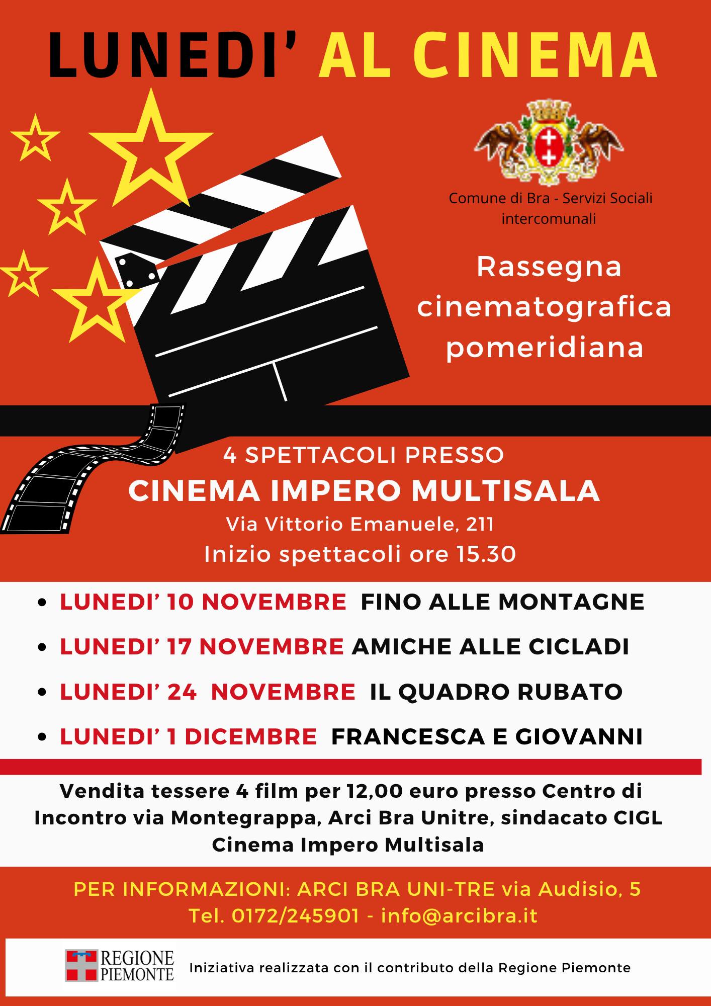 "Lunedì al cinema" - Rassegna Cinematografica Pomeridiana
