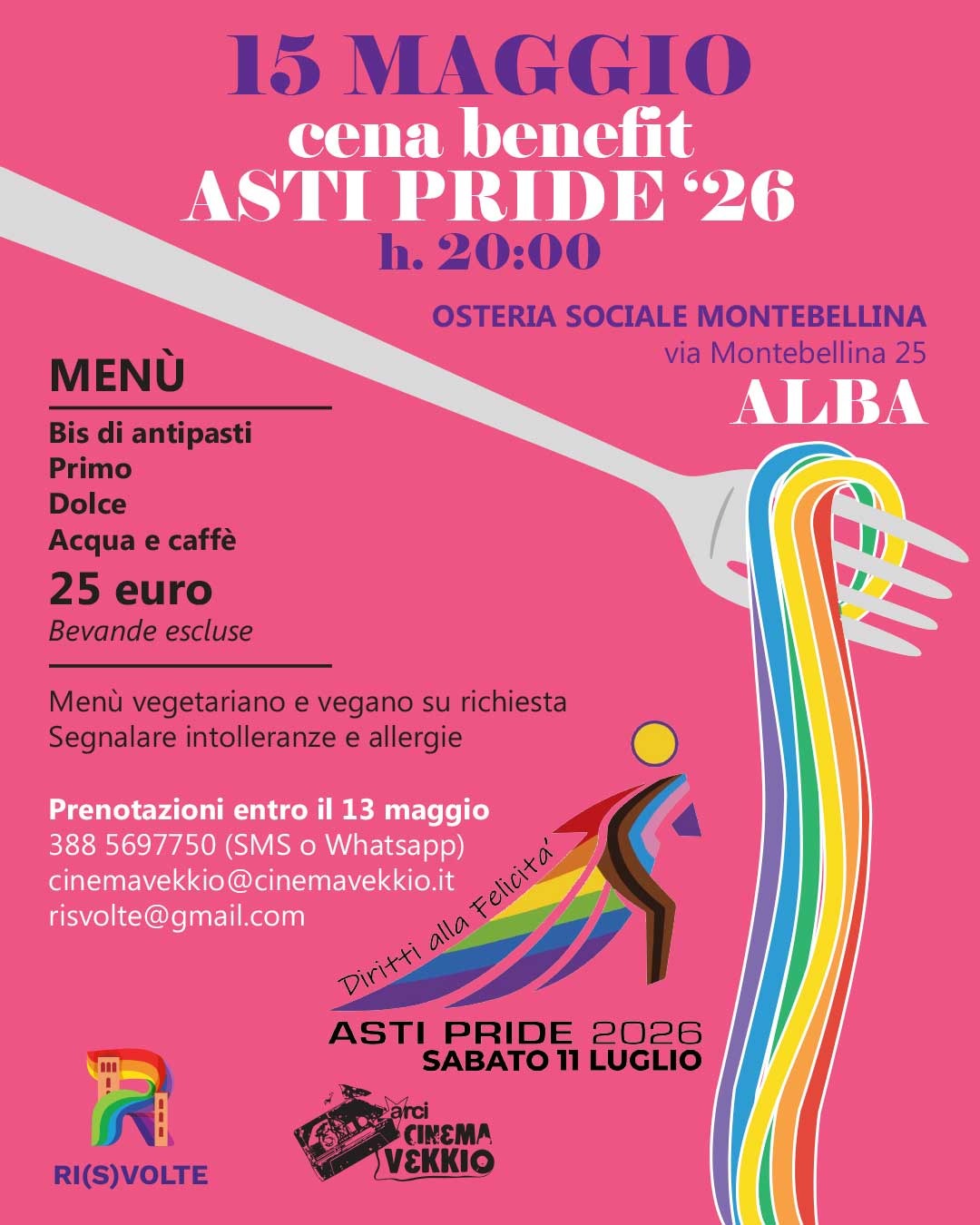 Cena Benefit ASTI PRIDE 2026 - Coordinamento Langhe Roero Pride