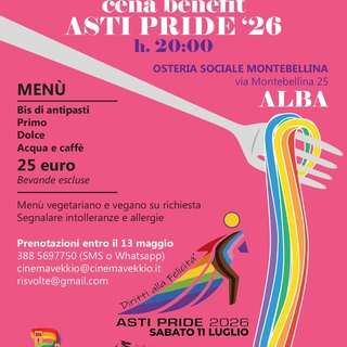 Cena Benefit ASTI PRIDE 2026 - Coordinamento Langhe Roero Pride