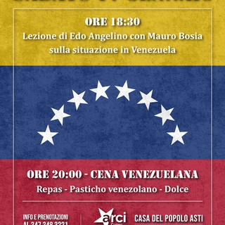 Lezione di Edo Angelino con Mauro Bosia sulla situazione in Venezuela - Cena Venezuelana