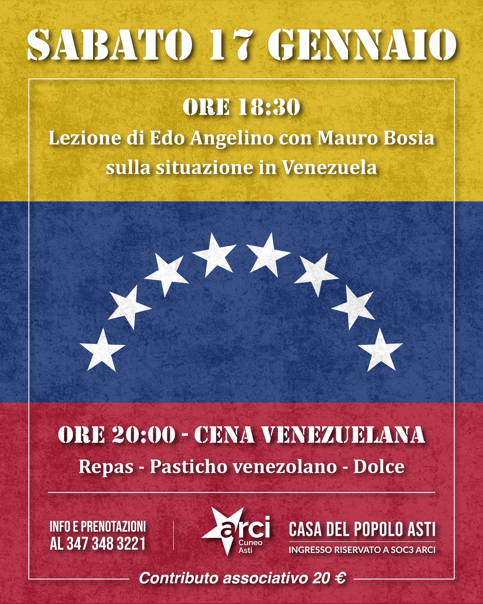 Lezione di Edo Angelino con Mauro Bosia sulla situazione in Venezuela - Cena Venezuelana