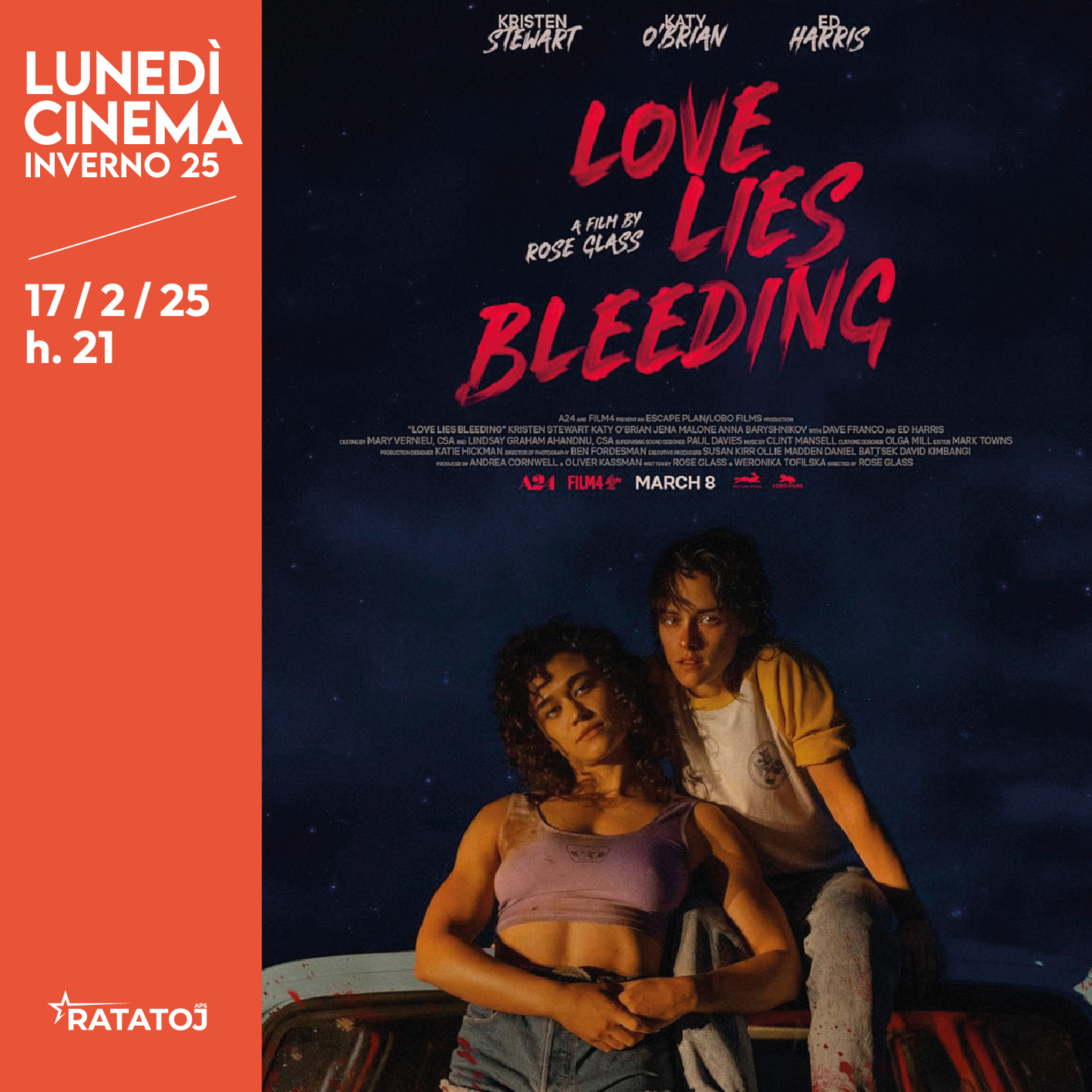 Proiezione del film LOVE LIES BLEEDING |  STAGIONE LUNEDÍ CINEMA - PROGRAMMA INVERNALE 