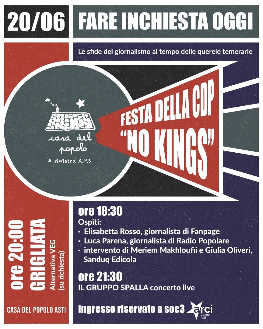 Festa della Casa del Popolo 2026: NO KINGS Edition - 20 giugno