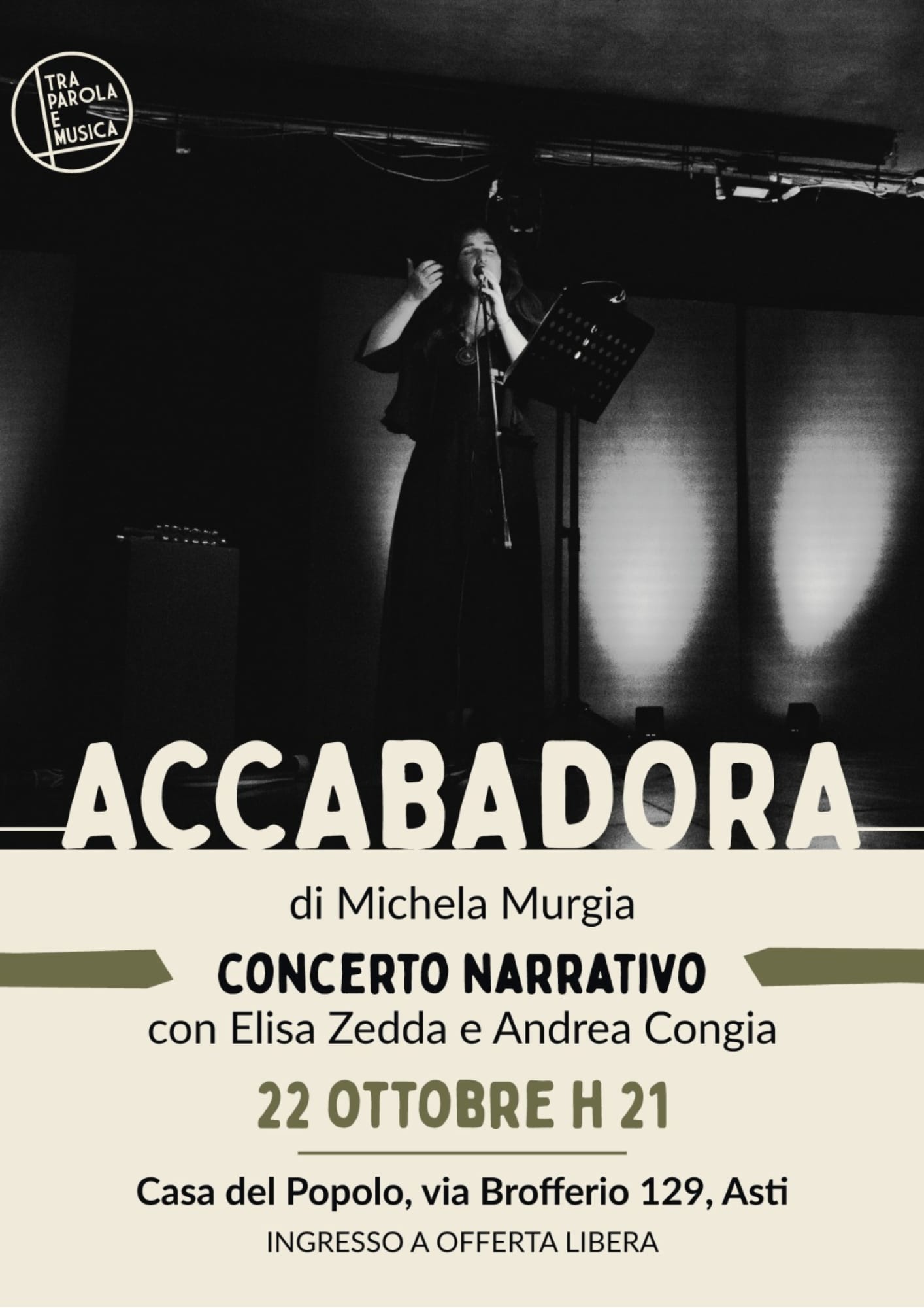 Concerto narrativo dedicato ad Accabadora di Michela Murgia con Elisa Zedda e Andrea Congia