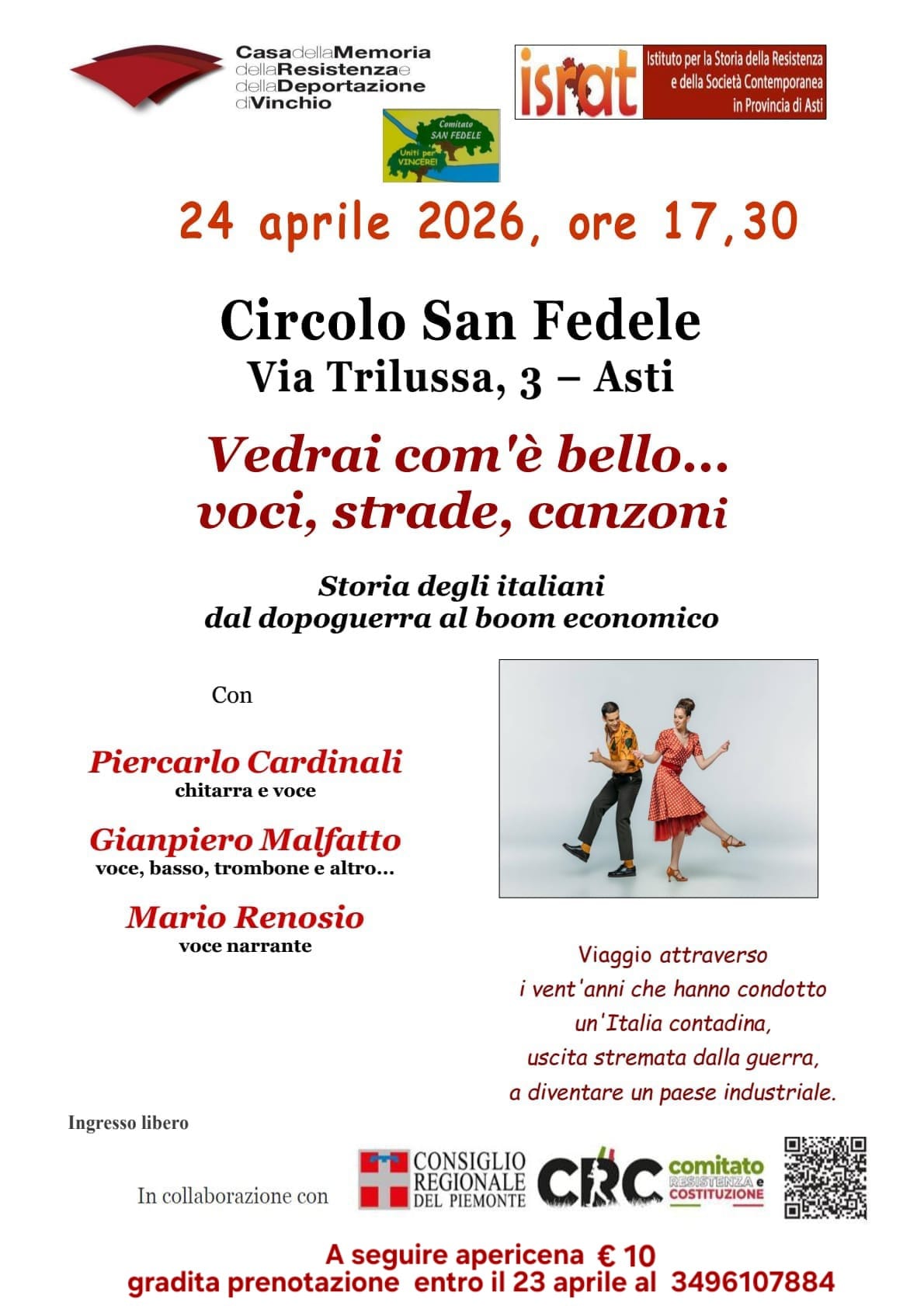 Spettacolo "Vedrai com'è bello ... voci, strade, canzoni" - Storia degli italiani dal dopoguerra al boom economico