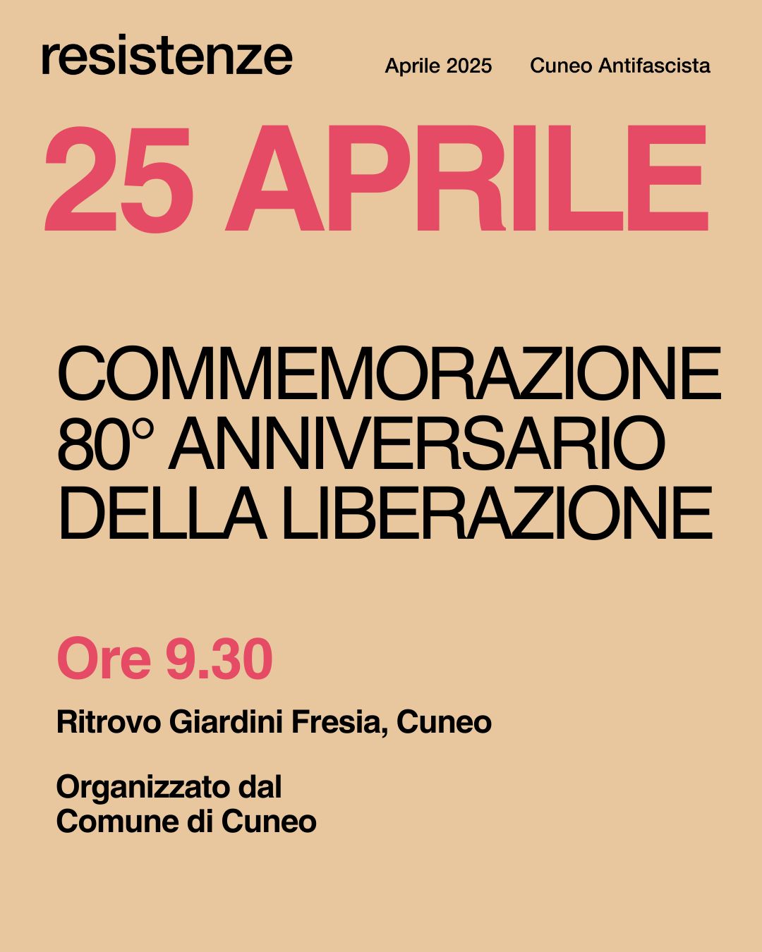 COMMEMORAZIONE 80° ANNIVERSARIO DELLA LIBERAZIONE | Resistenze Cuneo Antifascista Aprile 2025