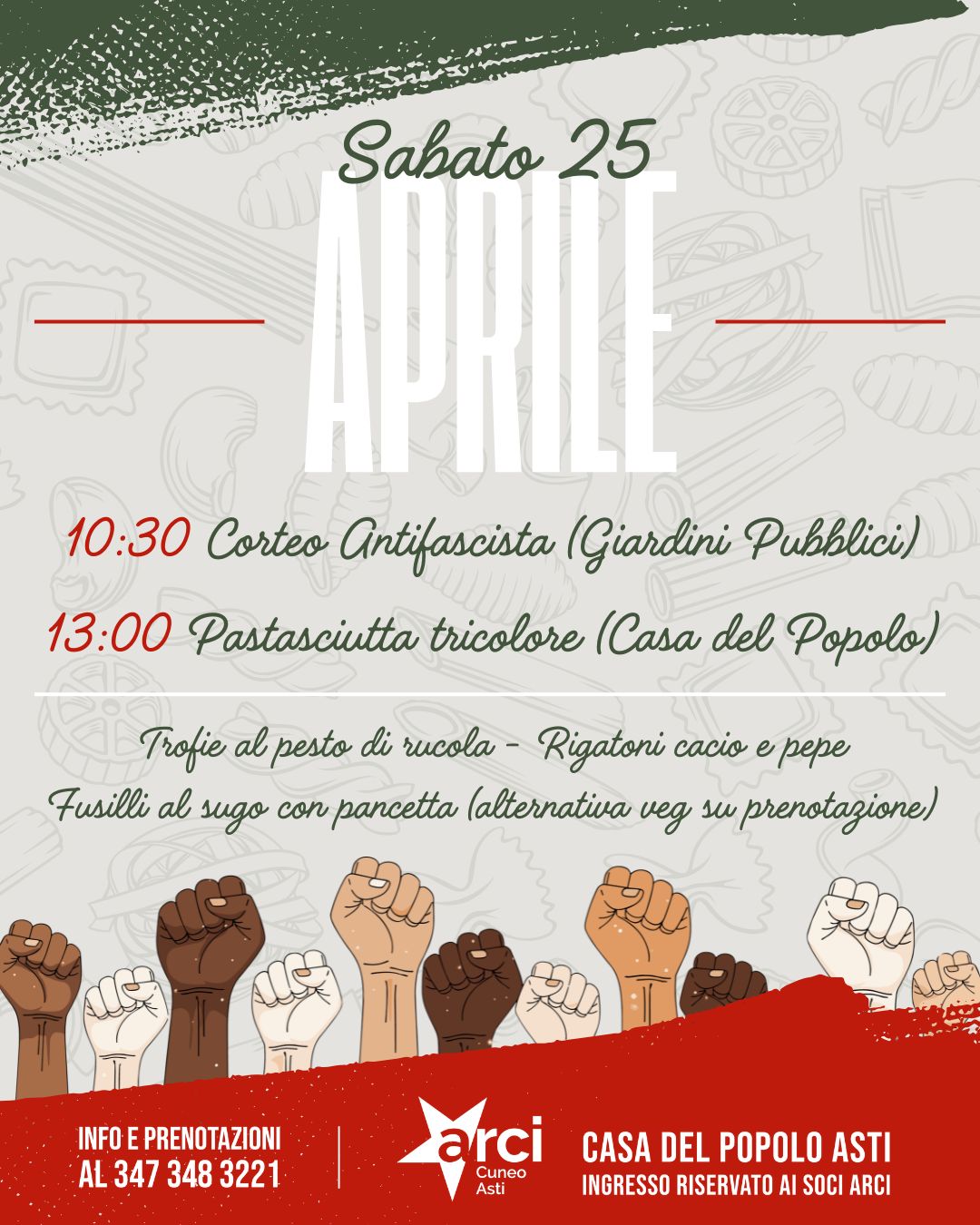 25 Aprile Asti: Corteo Antifascista | Pastasciutta Tricolore