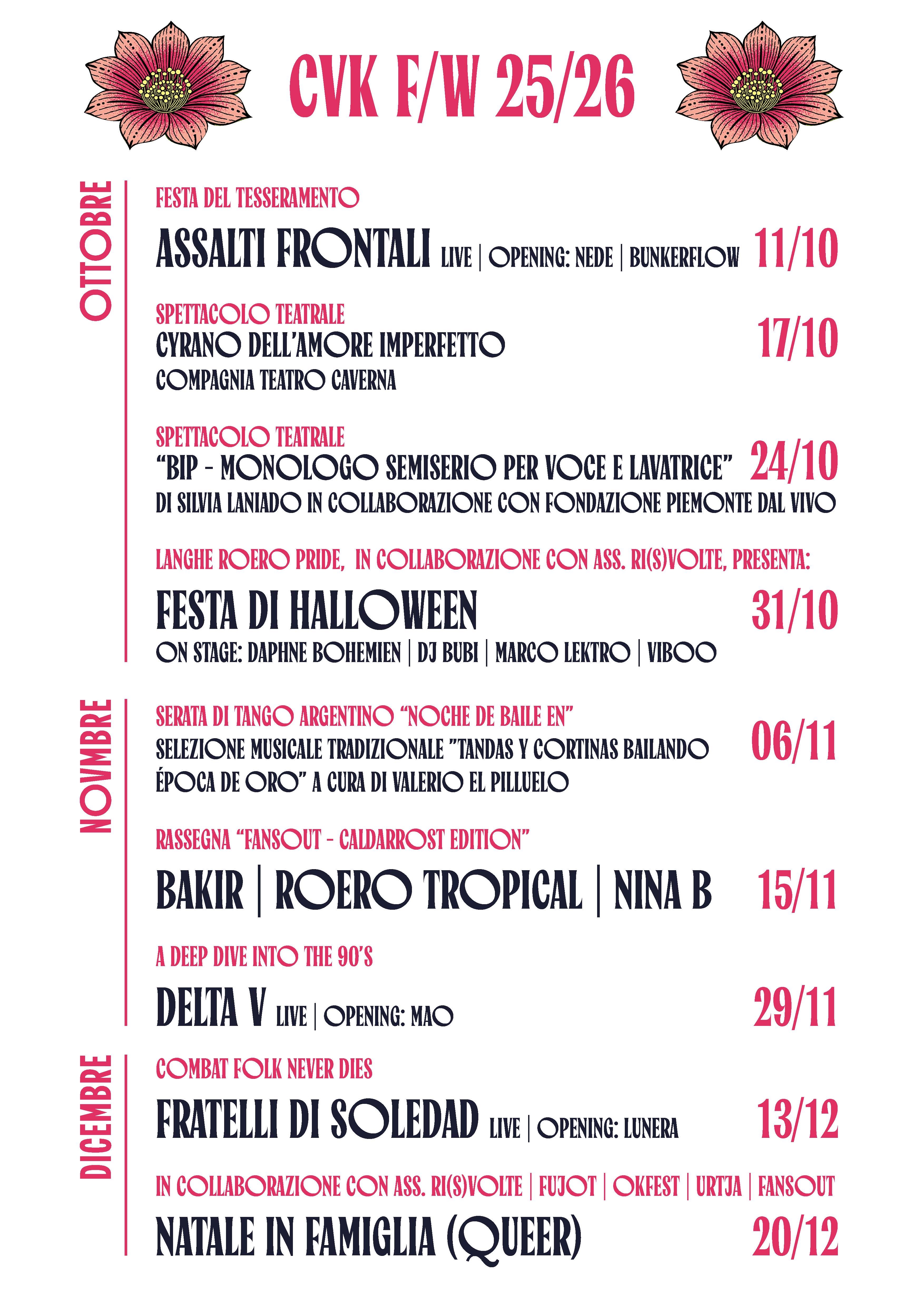 Calendario Autunnale Circolo Arci Cinema Vekkio