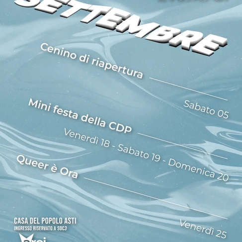 Eventi di settembre alla Casa del Popolo