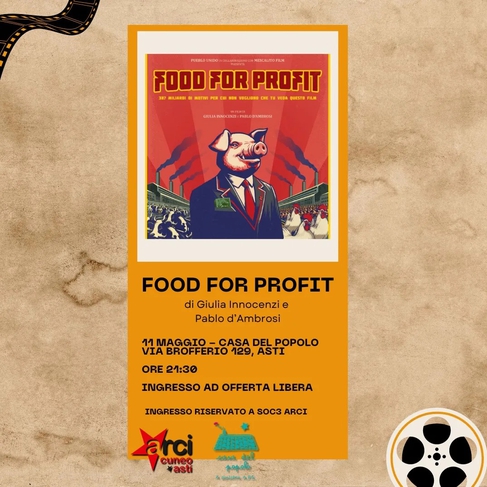 Proiezione "Food For Profit" + cena vegana