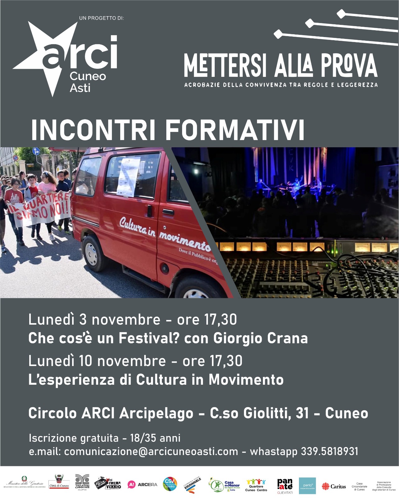 Incontri Formativi - Circolo ARCI Arcipelago Cuneo - Progetto "Mettersi alla Prova"