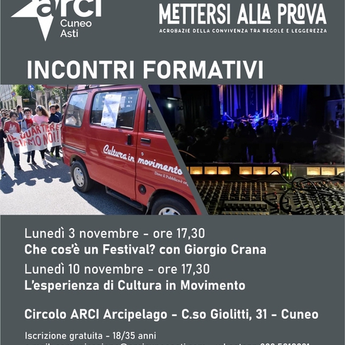 Incontri Formativi - Circolo ARCI Arcipelago Cuneo - Progetto "Mettersi alla Prova"
