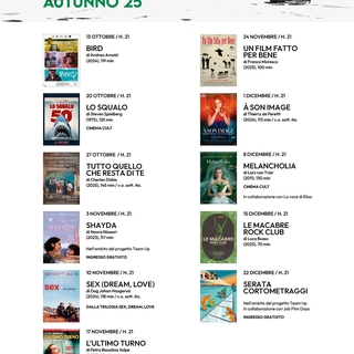 RIPARTE LA STAGIONE “LUNEDì CINEMA”  RASSEGNA AUTUNNALE
