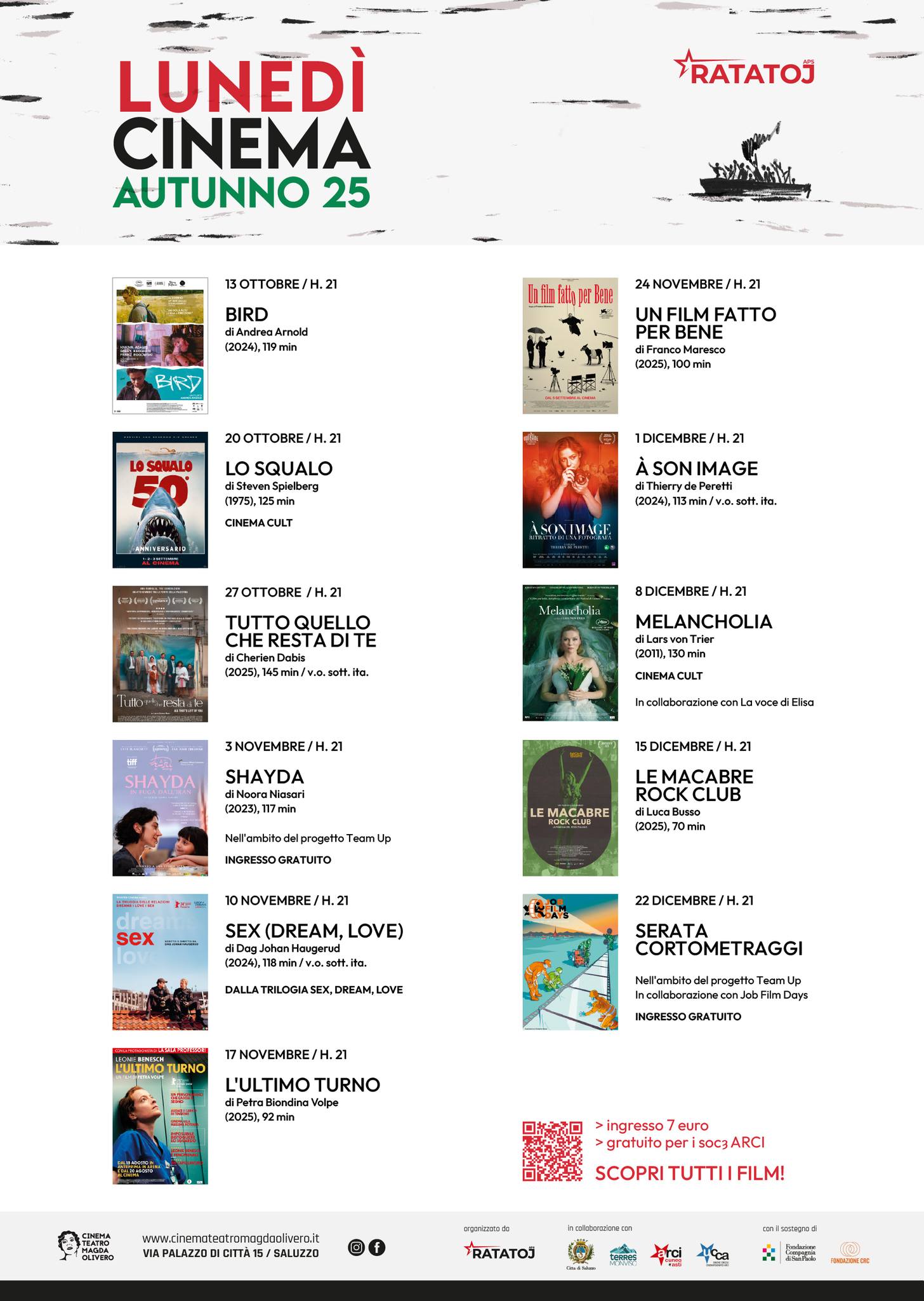 RIPARTE LA STAGIONE “LUNEDì CINEMA”  RASSEGNA AUTUNNALE