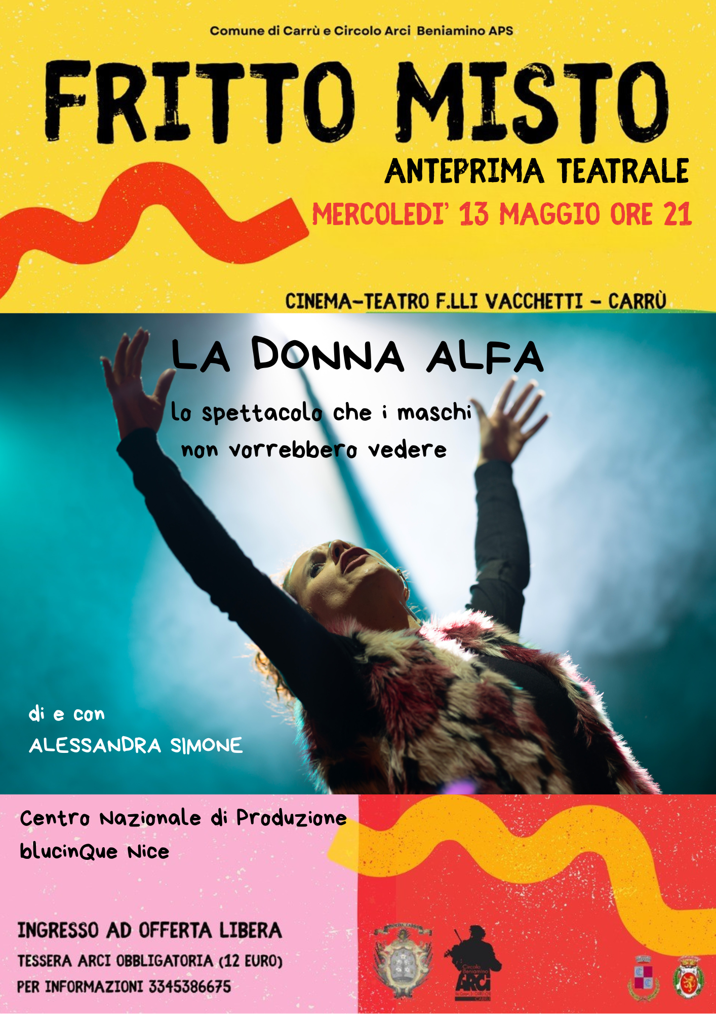 Spettacolo "LA DONNA ALFA" di e con ALESSANDRA SIMONE - Rassegna "FRITTO MISTO - Anteprima Teatrale
