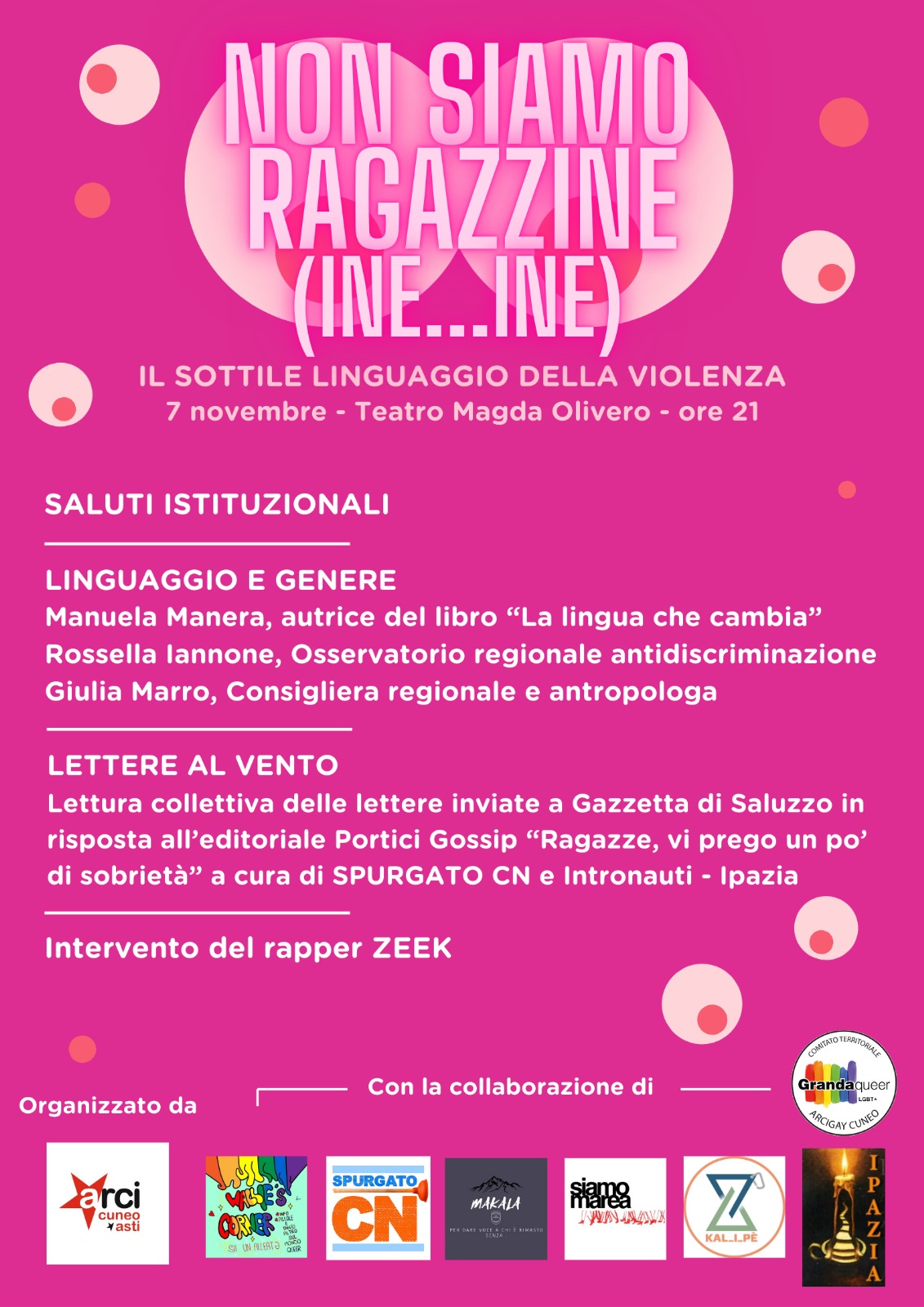 Non siamo ragazzine (ine ine): una serata di confronto e riflessione sul linguaggio, l'identità e l'immaginario femminile