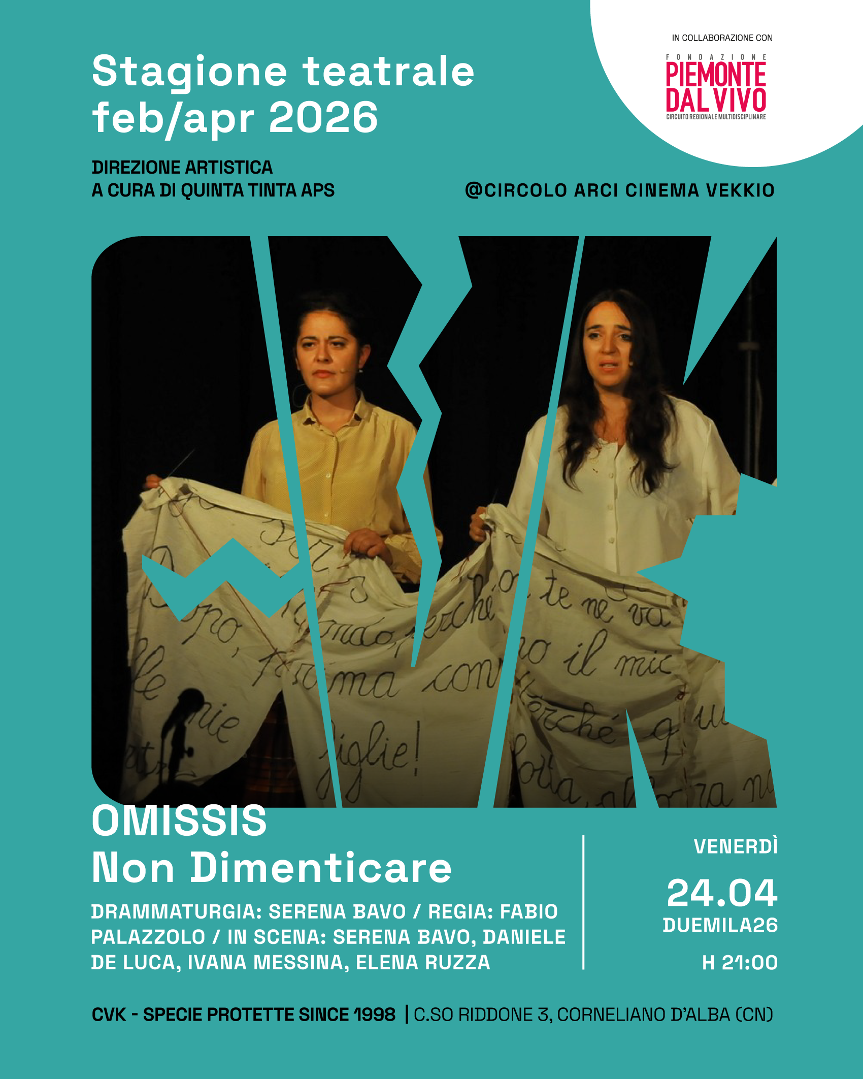 Spettacolo teatrale "[OMISSIS] – Non dimenticare"- produzione Tékhné Teatro - Le Notti della Liberazione 