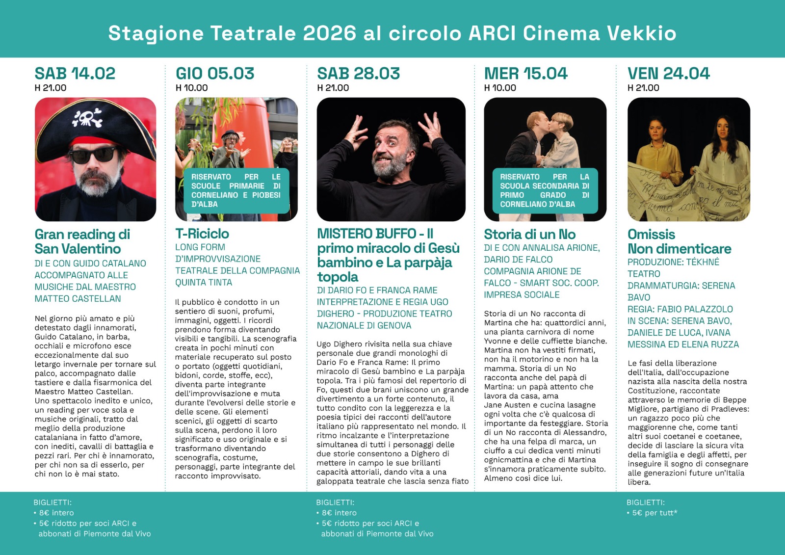 Stagione Teatrale febbraio-aprile in collaborazione con la Fondazione Piemonte dal Vivo
