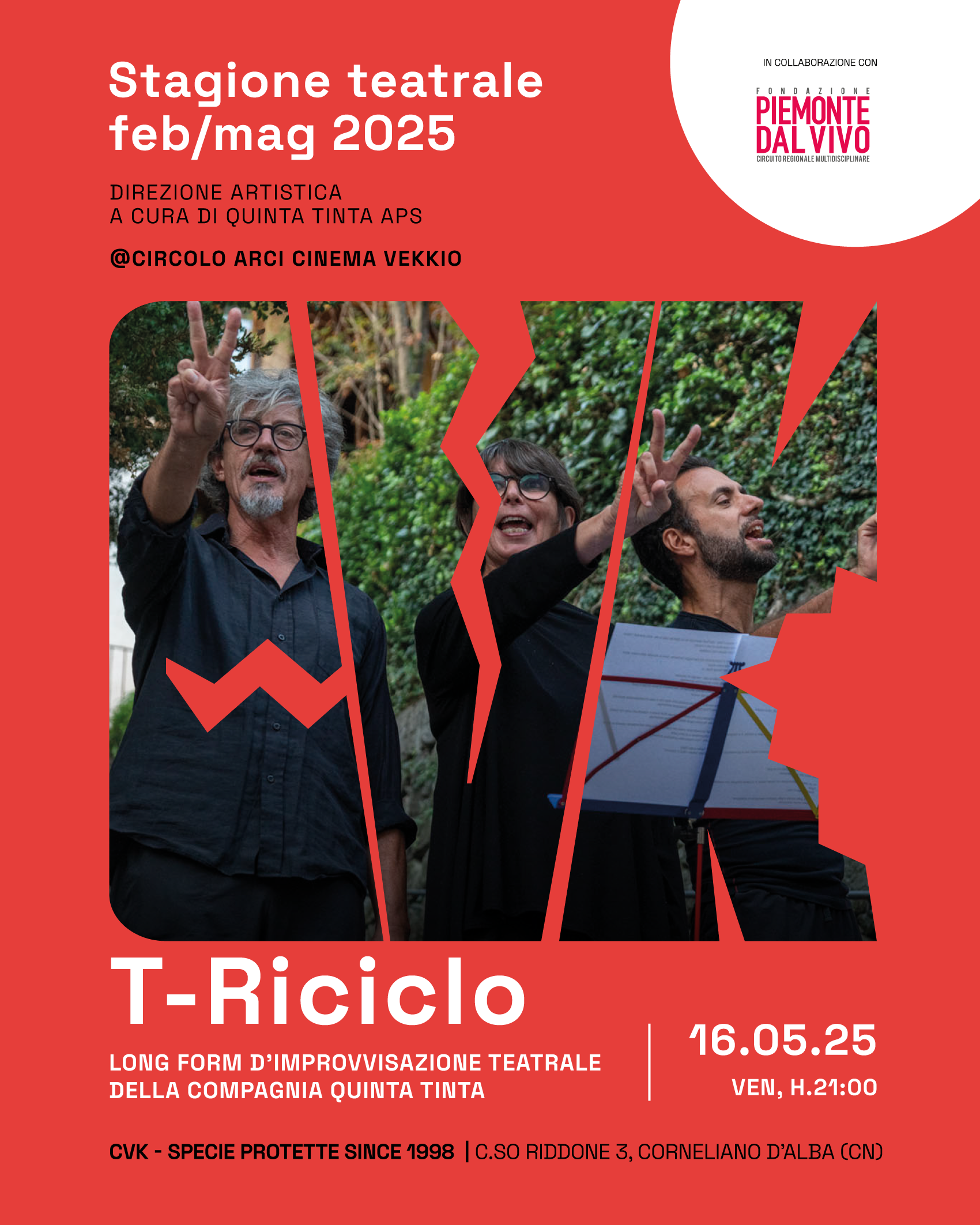 Spettacolo teatrale d'improvvisazione “T-Riciclo” della Compagnia QUINTA TINTA in collaborazione con Fondazione Piemonte dal Vivo