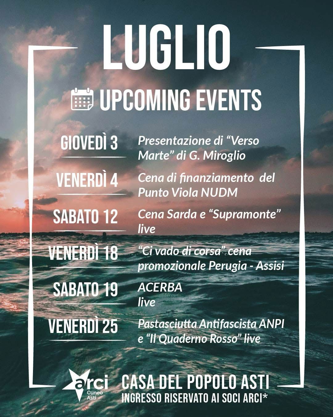 Eventi Luglio Casa del Popolo